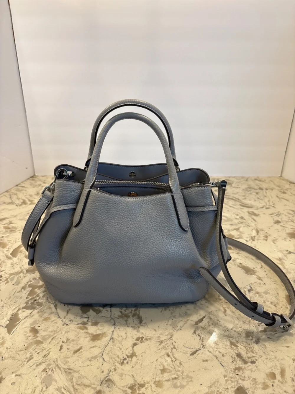 EUC Like New Kate Spade Dumpling Small Satchel Crossbody Handbag Grey Leather